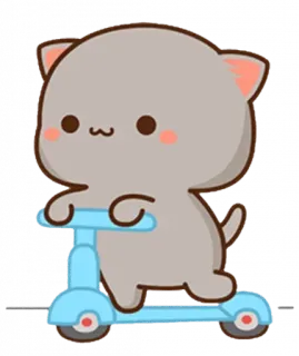 🛴 кот, самокат, милый, животное, мультфильм telegram sticker