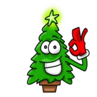 👌 Árbol de Navidad, Dibujos animados, Gesto OK, Festivo, Festivo telegram sticker