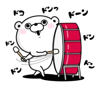 🥁 Dibujo animado, Oso, Batería, Música, Lindo, Animal telegram sticker