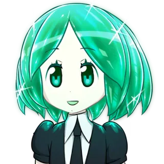 😀 Phosphophyllite Houseki no Kuni anime, houseki no kuni, phosphophyllite, green hair, gem, character telegram sticker