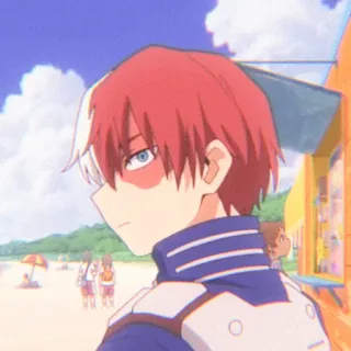 🌷 Shoto Todoroki My Hero Academia Anime, My Hero Academia, Shoto Todoroki, Pantai, Musim panas, Karakter telegram sticker