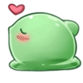 😘 Капля, Зеленый, Милый, Каваий, Сердце, Наклейка, Мультик telegram sticker