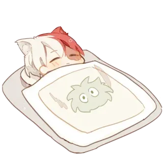 😴 Shoto Todoroki My Hero Academia Shoto Todoroki, My Hero Academia, anime, imut, tidur, fanart, kartun whatsapp sticker