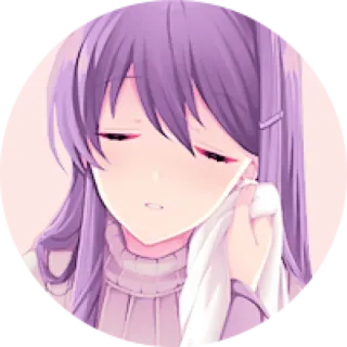 💜 anime girl, khóc, buồn, tóc tím, buồn bã telegram sticker
