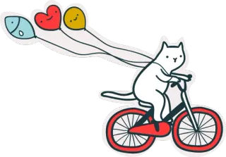 🚲 mèo, xe đạp, bong bóng, động vật, dễ thương, vui vẻ, nhãn dán telegram sticker