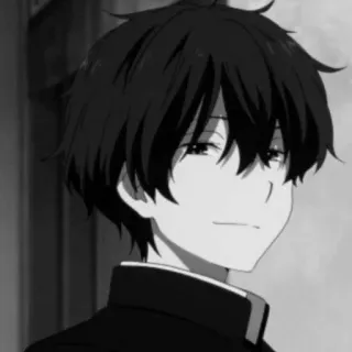 🕸 Anime, Menino, Preto e branco, Retrato telegram sticker