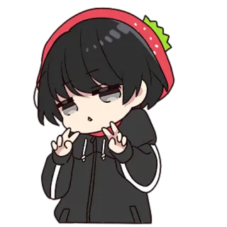 ✌️ Anime, Chibi, Mignon, Paix, Kawaii, Fraise whatsapp sticker