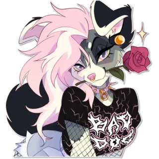 🌹 BAD DOG furry, goth, anthropomorphic, rose, punk, female, dog, cartoon whatsapp sticker