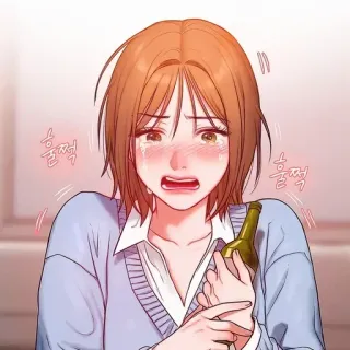 🥀 훌쩍 mujer, triste, llorando, anime, botella, alcohol, molesta, webtoon telegram sticker