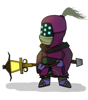 😡 戦士, 武士, フード, 杖, ファンタジー telegram sticker