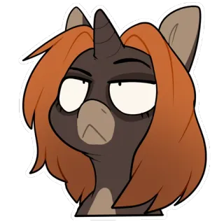😕 poney, dessin animé, licorne, expression, sarcastique, roulement des yeux telegram sticker