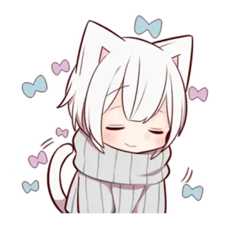 😌 cat, anime, cute, kawaii, manga, sticker telegram sticker