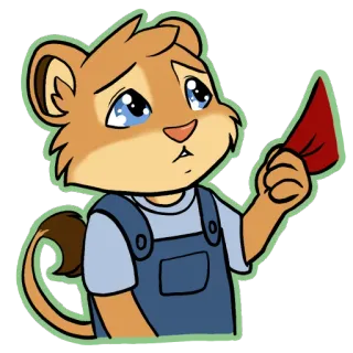 😢 lion, triste, contrarié, mignon, dessin animé, animal, personnage telegram sticker