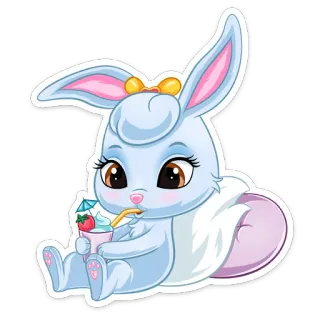 🍹 coelho, coelho, bebida, fofo, desenho animado, animal telegram sticker
