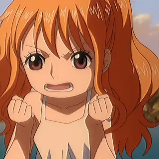 🍊 Nami One Piece Anime, Nami, One Piece, enojada, dibujos animados, chica, personaje telegram sticker