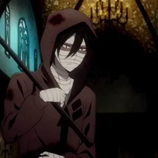 🩸 Isaac Foster Angels of Death anime, Isaac Foster, Angels of Death, horror, scythe, bandages telegram sticker