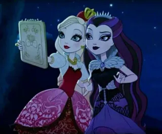 👭 Raven Queen Ever After High кукла, мода, мультфильм, принцесса, друзья telegram sticker