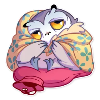 🤒 burung hantu, mengantuk, selimut, burung, imut telegram sticker