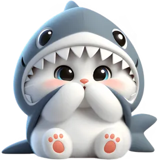 🤭 chat, requin, animal, mignon, chaton, animal de compagnie, dessin animé, mascotte telegram sticker