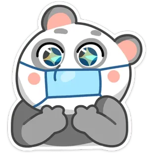 😍 Panda, Dessin animé, Mignon, Animal, Sticker, Kawaii, Masque, Médical whatsapp sticker