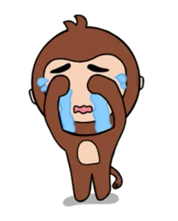 😭 huilen, aap, verdrietig, cartoon, emotie, tranen telegram sticker