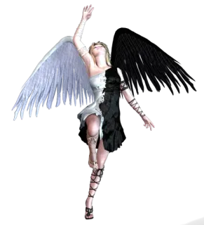 😇 angel, demon, wings, black, white, good, evil, duality, fantasy, woman telegram sticker