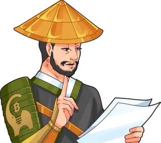 📚 先生 мужчина, азиат, шляпа, биткоин, крипто, китаец, китайский язык telegram sticker