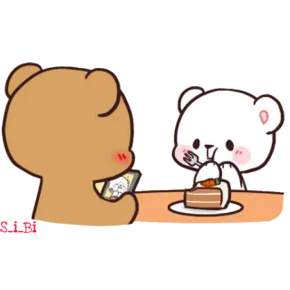 😻 carino, orsi, dessert, mangiare, tavolo, torta di carote telegram sticker