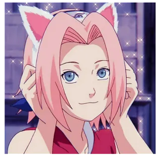 😸 Sakura Haruno Naruto Sakura Haruno, Naruto, anime, cat ears, cute, fanart telegram sticker