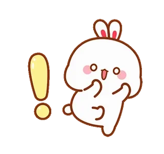 😱 lapin, exclamation, mignon, dessin animé, animal, autocollant telegram sticker