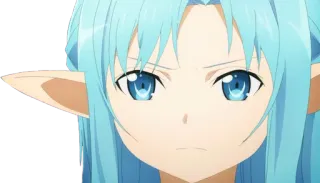 😕 Asuna Yuuki Sword Art Online Anime, Elfo, Mangá, Personagem, Garota, Sword Art Online telegram sticker
