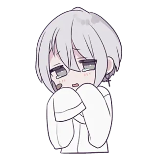😳 Anime, Verdrietig, Huilend, Personage, Illustratie, Cartoon telegram sticker