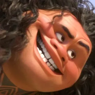 😌 Maui Moana dibujos animados, Disney, película, animación, sonriendo, cara telegram sticker