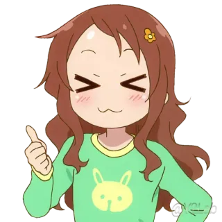 👍 Anime, Hoạt hình, Cô gái, Dễ thương, Ngón tay cái giơ lên telegram sticker