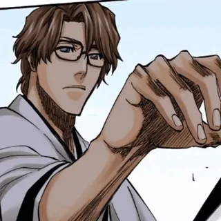 🧬 Sosuke Aizen Bleach 애니메이션, 안경, 갈색 머리, 캐릭터, 만화 telegram sticker