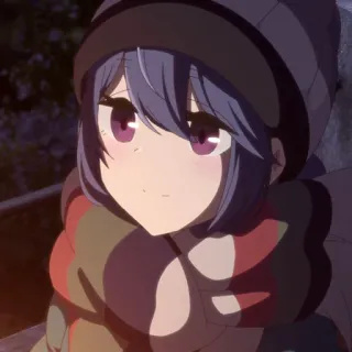 😊 Rin Shima Yuru Camp Anime, Garota, Camping, Cachecol, Gorro, Desenho animado telegram sticker