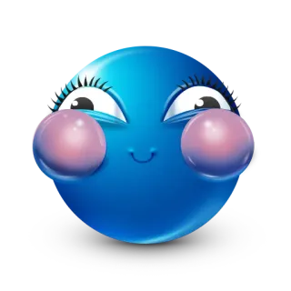 😊 emoji, mono, azul, sonrojo, dibujos animados, pegatina, feliz whatsapp sticker