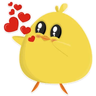 😘 słodkie, kurczak, ptak, serca, miłość, zwierzę telegram sticker