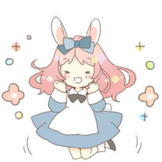 💫 милый, мультяшный, счастливый, кролик, кавайный, блестящий telegram sticker