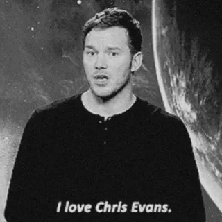 🎵 I love Chris Evans. Chris Pratt, Chris Evans, célébrité, acteur, amour, déclaration telegram sticker