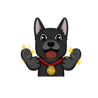 👍 hond, feest, medaille, winnaar, succes, gefeliciteerd, prestatie telegram sticker