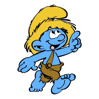🍀 Farmer Smurf สเมิร์ฟ, การ์ตูน, ชาวนา, สีน้ำเงิน, แอนิเมชั่น whatsapp sticker