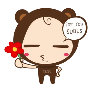 😘 For you SUBES uroczy, kreskówka, kwiat, słodki, powitanie, dziecko, miś, miłość telegram sticker