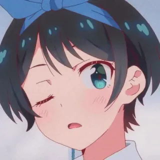 😦 Ruka Sarashina Rent-A-Girlfriend Anime, Ragazza, Occhiolino, Carino, Kawaii telegram sticker