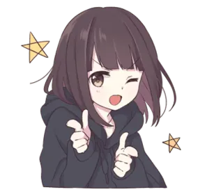 😃 Anime, Garota, Piscadela, Fofo, Estrelas telegram sticker