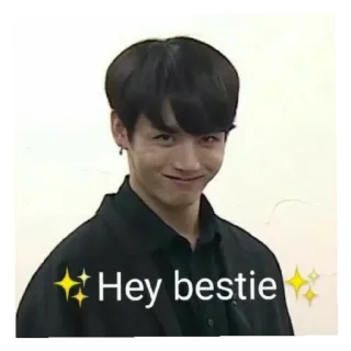😄 Hey bestie 안녕, 베프, 인사, 반짝임, 친구 telegram sticker
