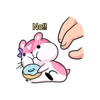 🚫 No!! chuột hamster, bánh donut, dễ thương, màu hồng, nhãn dán telegram sticker