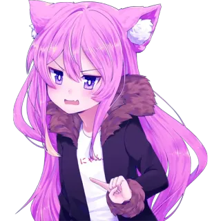 ☝️ にゃん anime, catgirl, nyan, japanese telegram sticker