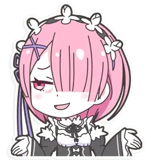 😏 Ram Re:Zero anime, manga, Ram, Re:Zero, character, sticker whatsapp sticker