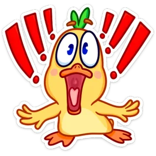 😳 duck, cartoon, cute, exclamation, surprise, shocked, yellow, animal whatsapp sticker